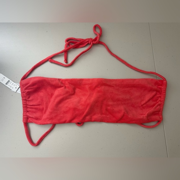 J.Crew Tie-Back Bandeau Bikini Swim Top in Terrycloth Coral Size 3X Plus Size - Picture 2 of 6